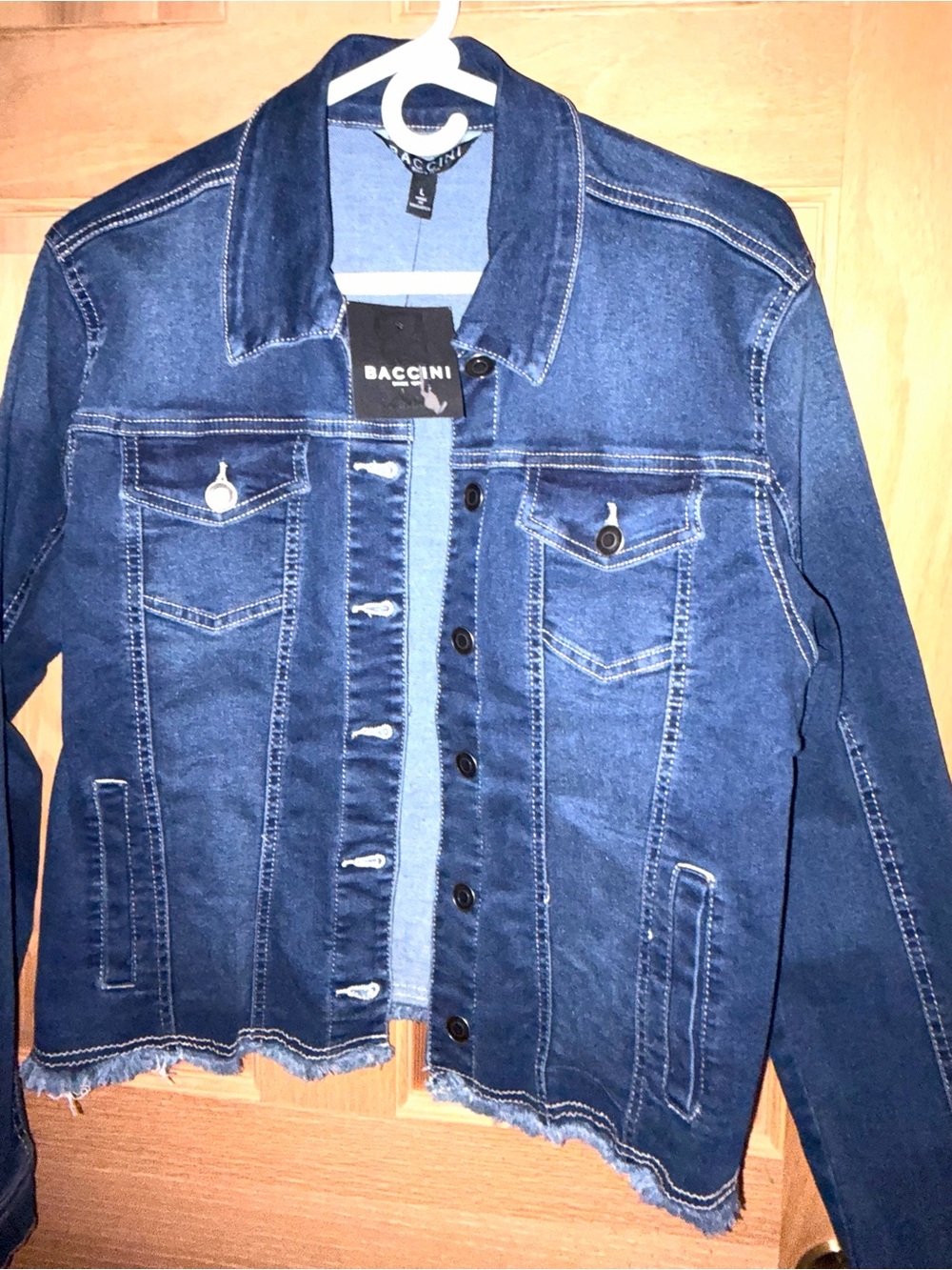 Baccini Dark Blue Denim Button-Up Jacket